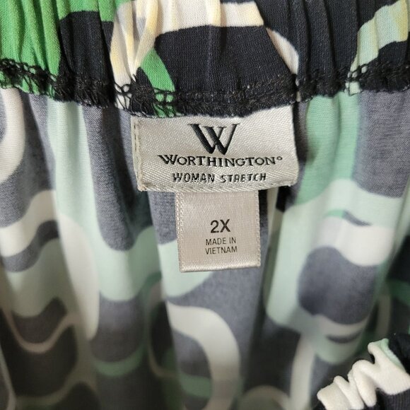 Worthington Womens Top 2X Plus Tunic Dolman Sleeve Green Geometric GEO170E - Picture 7 of 9